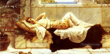  classicist Canvas - Liegende Neoclassicist lady John William Godward